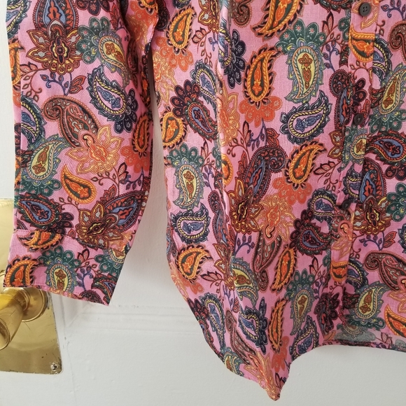 Boden Shirt  Long Sleeve Multicolor 100% Linen Size 14 L - Picture 5 of 12